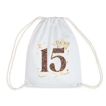 Geburtstag 15 Mädchen Birthday Girl Krone Fünfzehn - Turnbeutel - Weiß - Vorne