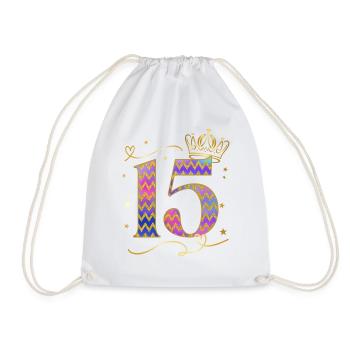 Geburtstag 15 Mädchen Birthday Girl Krone Fünfzehn - Turnbeutel - Weiß - Vorne