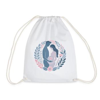 Expecting Parent Love Floral Pregnant Announcement - Drawstring Bag - white - Front