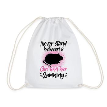 Lemming Vole Girl with Lemming - Drawstring Bag - white - Front