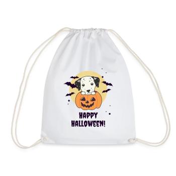 Dalmatians in Pumpkin Cute Dogs Happy Halloween - Drawstring Bag - white - Front