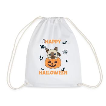 Cat in Pumpkin Cute Cats Happy Halloween - Drawstring Bag - white - Front