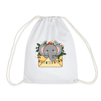 Elefant Weihnachten Brief Winter Tiere Elefanten - Turnbeutel - Weiß - Vorne