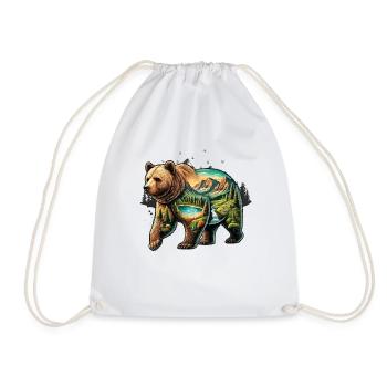Wilderness Inside the Bear Retro Vintage - Drawstring Bag - white - Front