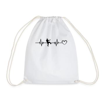 Wing Chun Heartbeat Heart Wing Chun Fighter Silhou - Drawstring Bag - white - Front
