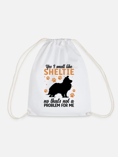 Rieche nach Shetland Sheepdog Britischer Sheltie - Turnbeutel - Weiß