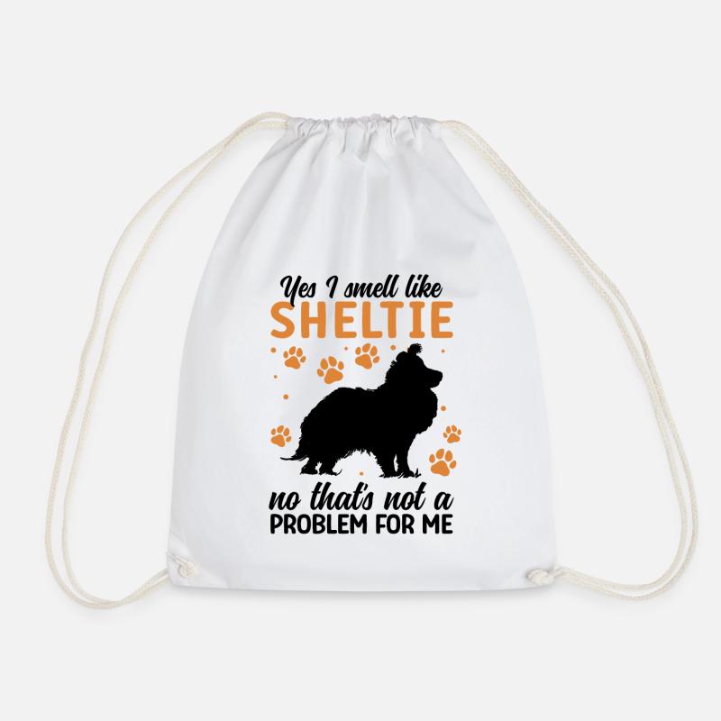 Rieche nach Shetland Sheepdog Britischer Sheltie - Turnbeutel - Weiß
