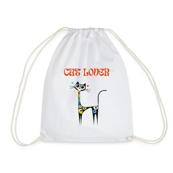 Cat Lover Cat Miró Art Paint Cat Lady Funny - Drawstring Bag - white - Front
