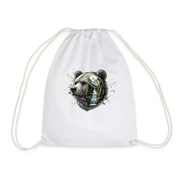 Wilderness Inside the Bear Retro Vintage - Drawstring Bag - white - Front