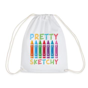 Pretty Sketchy Funny Art Sketch Artist Back to - Drawstring Bag - white - Front