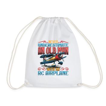 Old man with model airplane - Drawstring Bag - white - Front