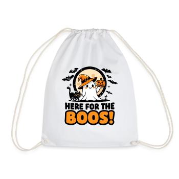 Halloween fantôme citrouille chat noir chapeau de sorcière Boo - Sac de sport léger - blanc - Devant