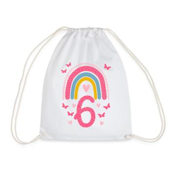Geburtstag 6 Mädchen Regenbogen Fee Party 6 Jahre - Turnbeutel - Weiß - Vorne