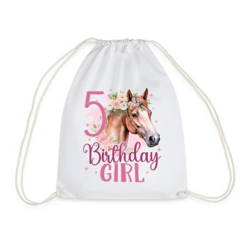 Geburtstag 5 Mädchen Pferd Reiten Stall Fünfter 5 - Turnbeutel - Weiß - Vorne