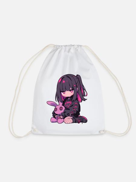 Anime Girl Goth Bunny Grunge Cute Kawaii Edgy - Turnbeutel - Weiß