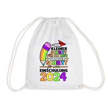 1. Klasse Schulkind Schulanfang Einschulung - Turnbeutel - Weiß - Vorne