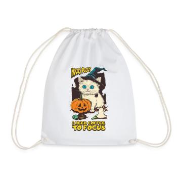 Hocus Pocus Katze Kürbis Halloween Lustig - Turnbeutel - Weiß - Vorne