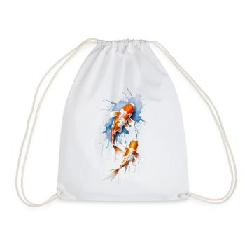Harmonisches Koi Duo - Aquarell Aquatisch - Turnbeutel - Weiß - Vorne