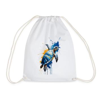 Watercolor Turtle - Peaceful Aquatic Creature - Drawstring Bag - white - Front