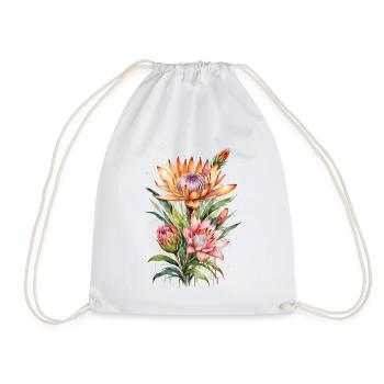 Botanische Eleganz Protea Blüten in Aquarell - Turnbeutel - Weiß - Vorne