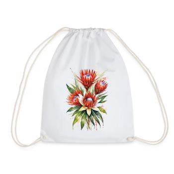Protea Flowers Watercolor Art | Elegant Botanical - Drawstring Bag - white - Front