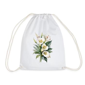 Calla Lily Watercolor Art | Elegant Floral - Drawstring Bag - white - Front