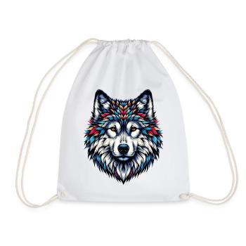 Wolf - Drawstring Bag - white - Front