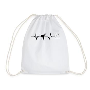 Taekwondo Heartbeat Heart Taekwondo fighter - Drawstring Bag - white - Front