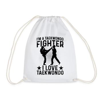 I'm a Taekwondo Fighter I love Taekwondo - Drawstring Bag - white - Front