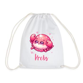 Krebs Design für Sternzeichen Fans – Kawaii Motiv - Turnbeutel - Weiß - Vorne