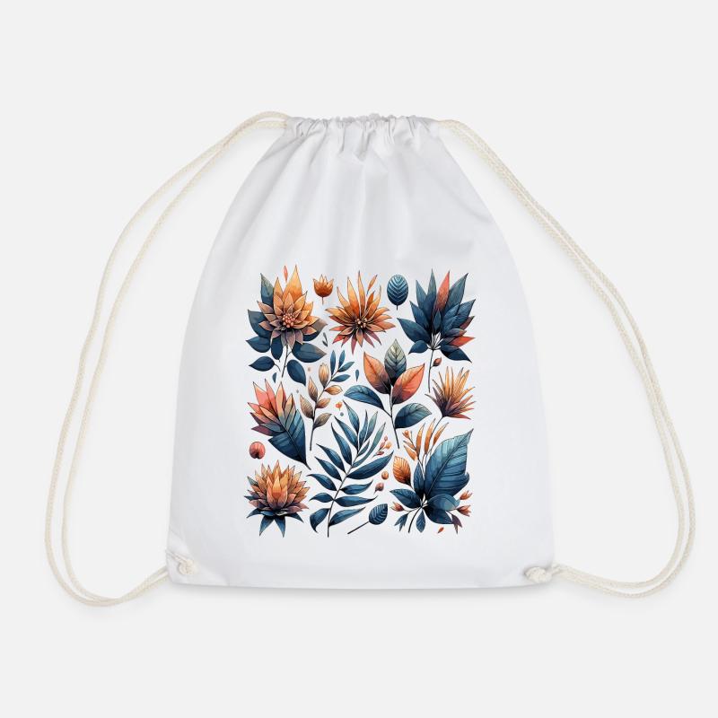 Aquarelle Blätter Boho Blättermuster - Turnbeutel - Weiß