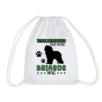 Briard doesn't trust anyone Berger de Brie - Drawstring Bag - white - Front