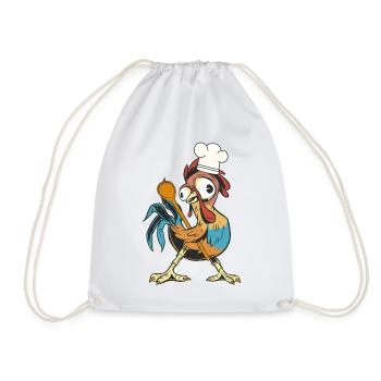 Chicken Rooster Cook Cooks Cook Culinary Arts Hobby Cook - Drawstring Bag - white - Front