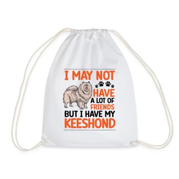 Wolfspitz is my friend Keeshond - Drawstring Bag - white - Front