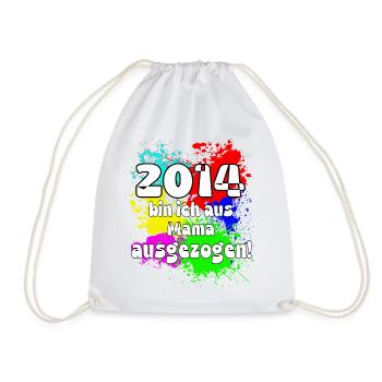 2014 bin ich aus meiner Mama ausgeszogen - Turnbeutel - Weiß - Vorne