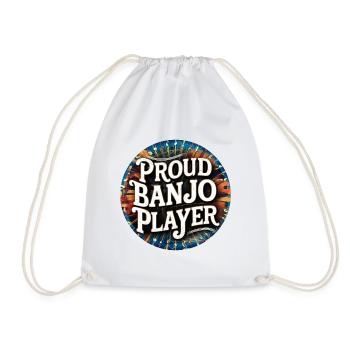 Proud Banjo Player Badge Design - Drawstring Bag - white - Front