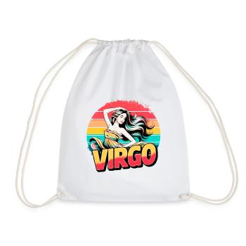 Virgo Horoscope Astrology 80s 90s Vintage Sign. - Drawstring Bag - white - Front