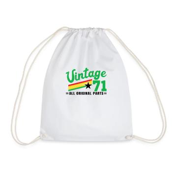1971 Birthday Vintage All Original Parts No III - Drawstring Bag - white - Front