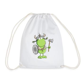Lustiger Frosch Wikinger - Turnbeutel - Weiß - Vorne