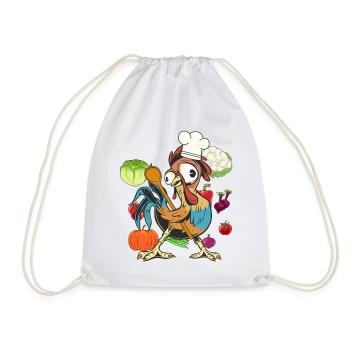 Chicken Rooster Cook Cooks Cook Culinary Arts Vegetables - Drawstring Bag - white - Front