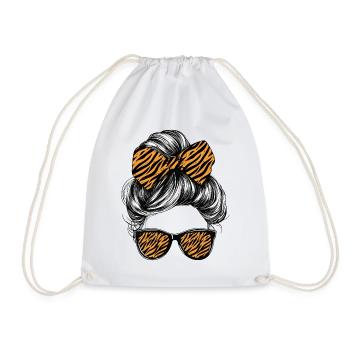 Tigre Femme Lunettes Lunettes Cheveux Noeud - Sac de sport léger - blanc - Devant