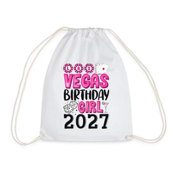 Vegas Birthday Girl 2027 - Drawstring Bag - white - Front