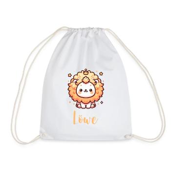 Löwe Design für Sternzeichen Fans – Kawaii Motiv - Turnbeutel - Weiß - Vorne