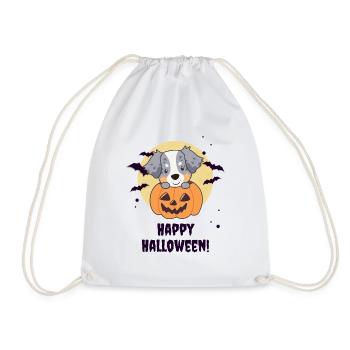 Australian Sheperd in Kürbis süß Happy Halloween - Turnbeutel - Weiß - Vorne