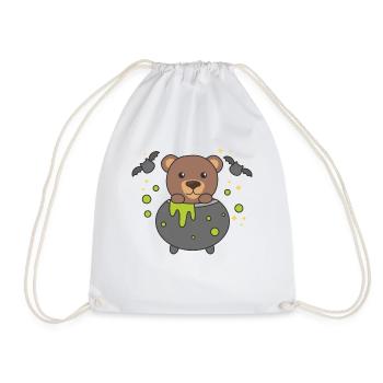 Ours Joyeux Halloween Bâton de Chaudron de Sorcière - Sac de sport léger - blanc - Devant