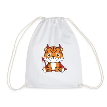 Tiger Happy Halloween Devil Costume - Drawstring Bag - white - Front