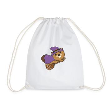 Beaver Halloween Witch Kids Witches Costume - Drawstring Bag - white - Front