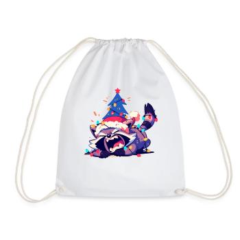 drôle raton laveur arbre de Noël guirlandes lumineuses - Sac de sport léger - blanc - Devant