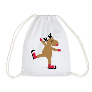 Lustiger Elch zu Weihnachten - Turnbeutel - Weiß - Vorne