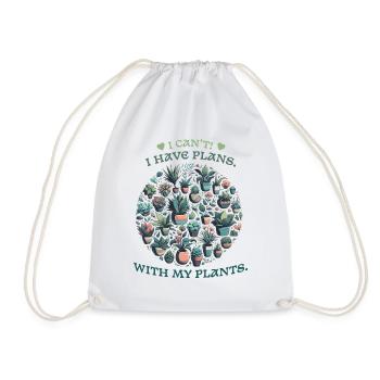 Plans with Plants - Plant Lover Sayings - Drawstring Bag - white - Front
